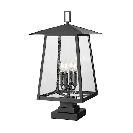 Z-Lite Rainer 4 Light Outdoor Pier Mounted Fixture, 13.5in. W x 25.25in. H, Black 5015PHBS-SQPM-BK